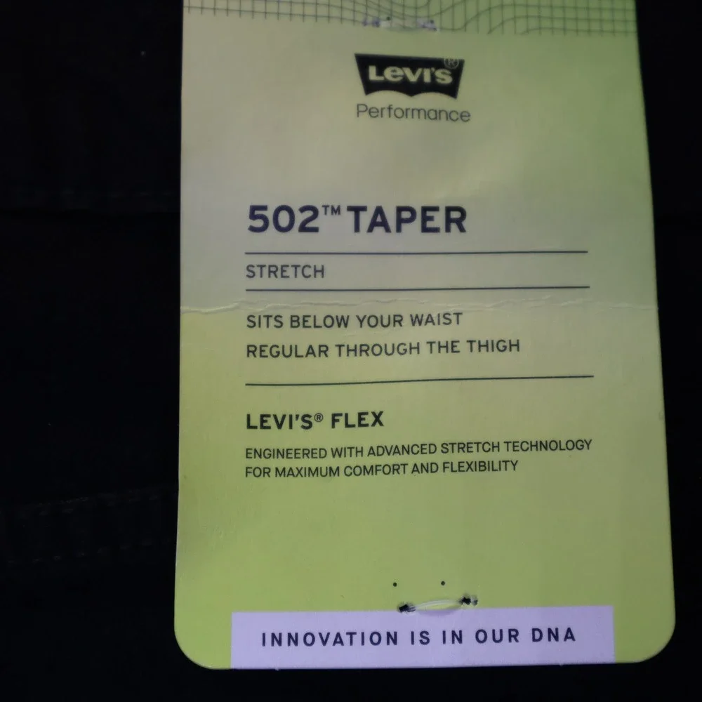 Levis 502 Taper Mens 48x30 Black Flex Stretch Denim Big‎ & Tall Jeans 59684-0000